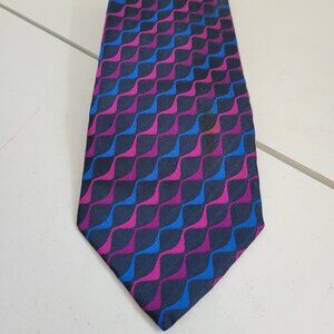 100% Silk Neiman Marcus Blue/Pink Designer Tie